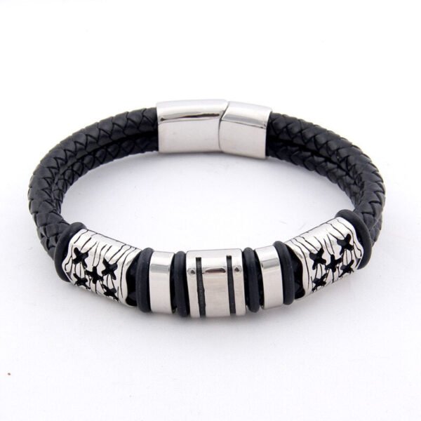 Viking Magic~Fashion 316L Stainless Steel Genuine Braided Leather Bracelets & Bangles Male Vintage Wristband For Men Jewelry