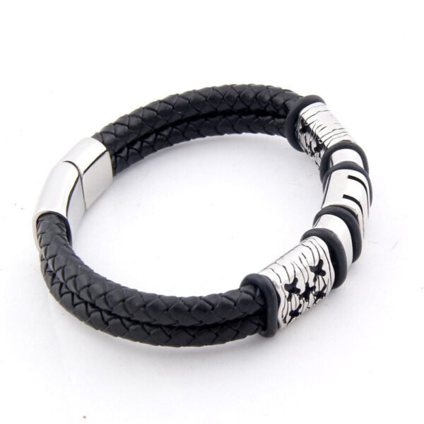 Viking Magic~Fashion 316L Stainless Steel Genuine Braided Leather Bracelets & Bangles Male Vintage Wristband For Men Jewelry