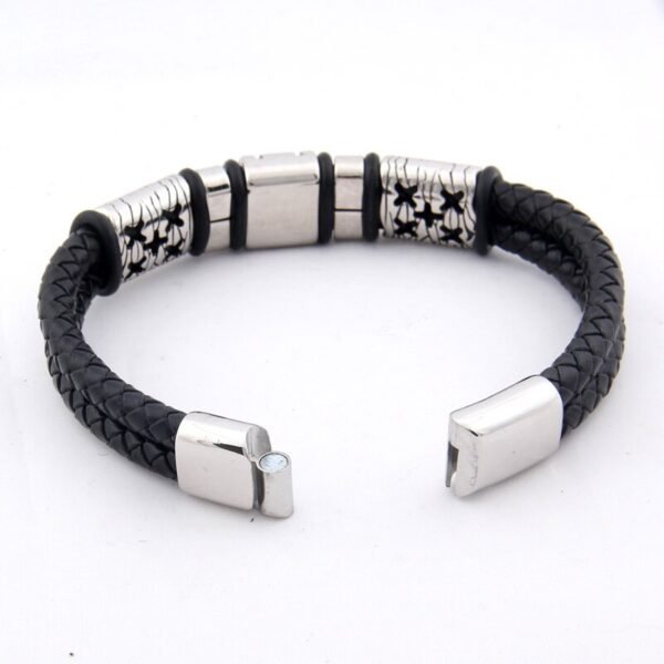 Viking Magic~Fashion 316L Stainless Steel Genuine Braided Leather Bracelets & Bangles Male Vintage Wristband For Men Jewelry