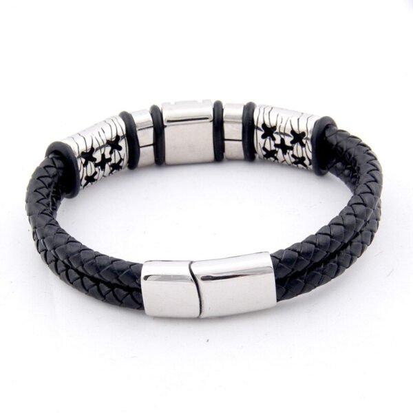 Viking Magic~Fashion 316L Stainless Steel Genuine Braided Leather Bracelets & Bangles Male Vintage Wristband For Men Jewelry