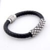Viking Magic~Fashion Stainless Steel Bead Bracelets & Bangles Men Braided Leather Bracelets Luxury Design with Magnetic Buckle
