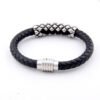 Viking Magic~Fashion Stainless Steel Bead Bracelets & Bangles Men Braided Leather Bracelets Luxury Design with Magnetic Buckle