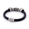 Viking Magic~Men Fashion Bracelets 316L Stainless Steel Skull Charms Beads Bangles Genuine Leather with Magnet Clasp Bracelet