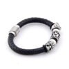Viking Magic~Men Fashion Bracelets 316L Stainless Steel Skull Charms Beads Bangles Genuine Leather with Magnet Clasp Bracelet