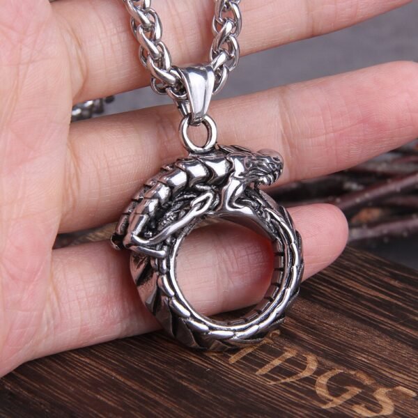 Stainless steel Punk Style Stainless Steel Huge Ouroboros Snake Chain Pendant Necklace for Men Male Fashion Jewelry