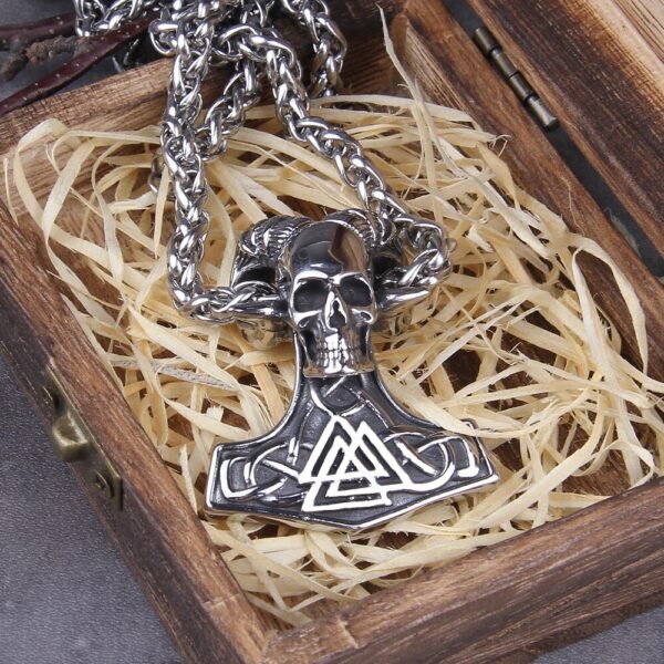 soldier stainless steel viking rune mix skull head pendant necklace punk heavy titaniums steel jewelry for men