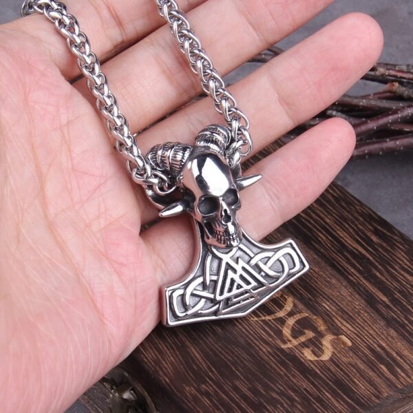 soldier stainless steel viking rune mix skull head pendant necklace punk heavy titaniums steel jewelry for men