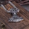 soldier stainless steel viking rune mix skull head pendant necklace punk heavy titaniums steel jewelry for men