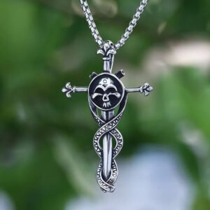 Punk Rock Cross Pendant Necklace For Men Cool Biker Jewelry