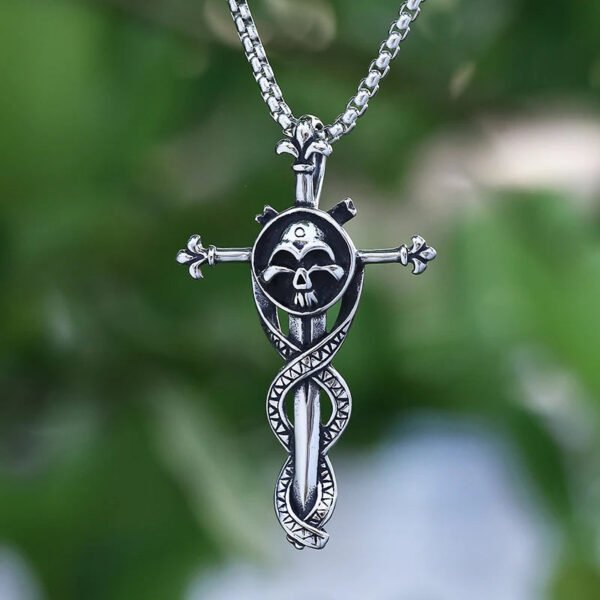 Punk Rock Cross Pendant Necklace For Men Cool Biker Jewelry