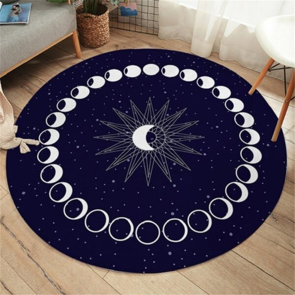 Eclipse Round Carpet Moon Star Carpet for Living Room Galaxy Non-slip Mat Rugs Blue Decorative Floor Mat