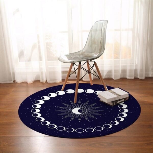 Eclipse Round Carpet Moon Star Carpet for Living Room Galaxy Non-slip Mat Rugs Blue Decorative Floor Mat