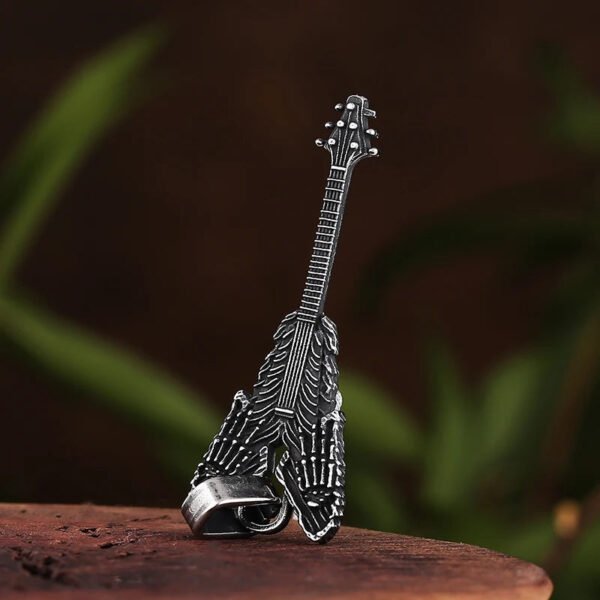 Engrave Name  New  Gothic Stainless Steel Guitar Necklace Men Musical Pendant Rock Accessories Boyfriend Gift