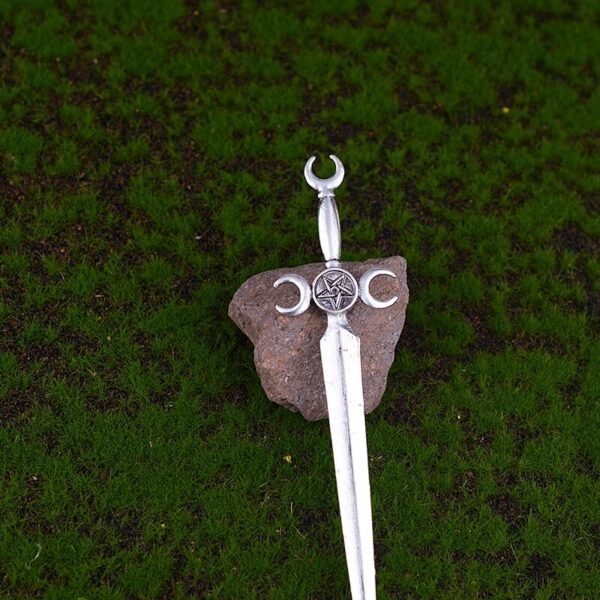 Ethic Dragon Hairsticks Silver Axe Sword Hair Accessories Witch Snake Triple Moon Pentagram Hairpin Hair Stick