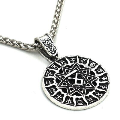 Viking Magic~Ethnic Viking Runes OTHALA Slavic Amulet Kolovrat Pendant Necklace Collier Yggdrasil Sun Wheel Pendant Pagan Norse Jewelry Drop