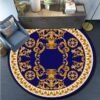 European Style Floral Round Carpet Area Rug Round Floor Mat Living Room Carpet Bathroom Kitchen Rug Doormat