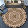 European Style Floral Round Carpet Area Rug Round Floor Mat Living Room Carpet Bathroom Kitchen Rug Doormat