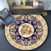 European Style Floral Round Carpet Area Rug Round Floor Mat Living Room Carpet Bathroom Kitchen Rug Doormat