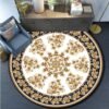 European Style Floral Round Carpet Area Rug Round Floor Mat Living Room Carpet Bathroom Kitchen Rug Doormat