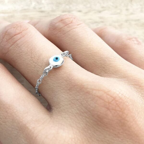 Evil Eye Jewelry Evil Eye ring Gold Chain ring