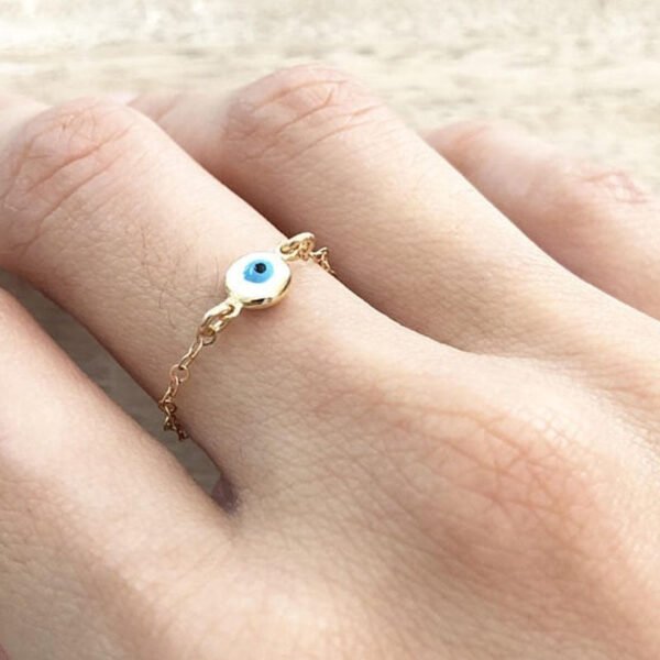 Evil Eye Jewelry Evil Eye ring Gold Chain ring