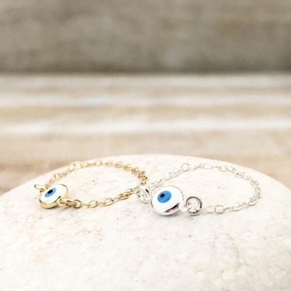Evil Eye Jewelry Evil Eye ring Gold Chain ring