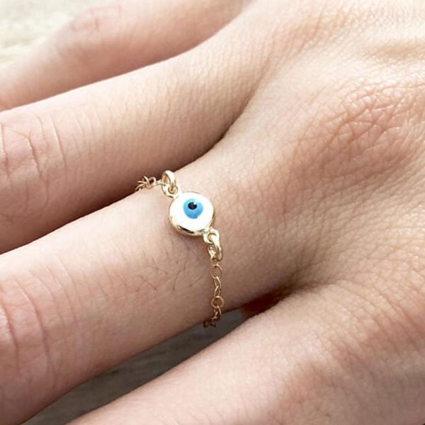 Evil Eye Jewelry Evil Eye ring Gold Chain ring