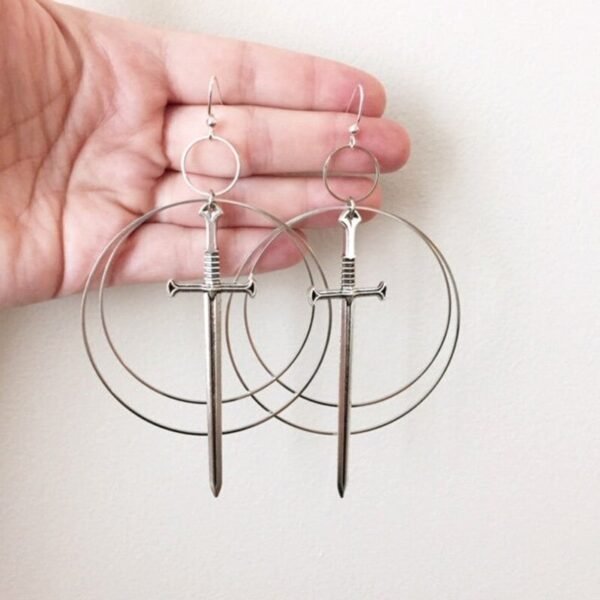 Excalibur Double Hoop Earrings classical Tarot Occult Dark Gothic Jewelry Send Women Fashion Gift Classics Exaggerate