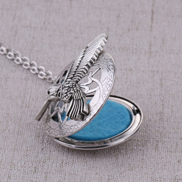 Exquisite Hummingbird Aromatherapy Diffuser Pendant Essential Oil Lockets Necklace Jewelry Long Necklace + Vintage Gift Pouch