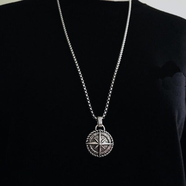 Classic Viking Vintage Compass Pendant Necklace
