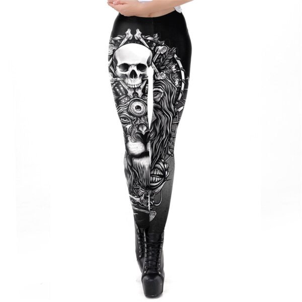 Fccexio Fashion Skull New Design Punk Women Legging Gothic Style Lion Retro Vintage Steampunk Leggins Ankle Pants Cosplay Leggin - Leggings