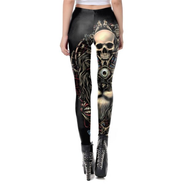 Fccexio Fashion Skull New Design Punk Women Legging Gothic Style Lion Retro Vintage Steampunk Leggins Ankle Pants Cosplay Leggin - Leggings