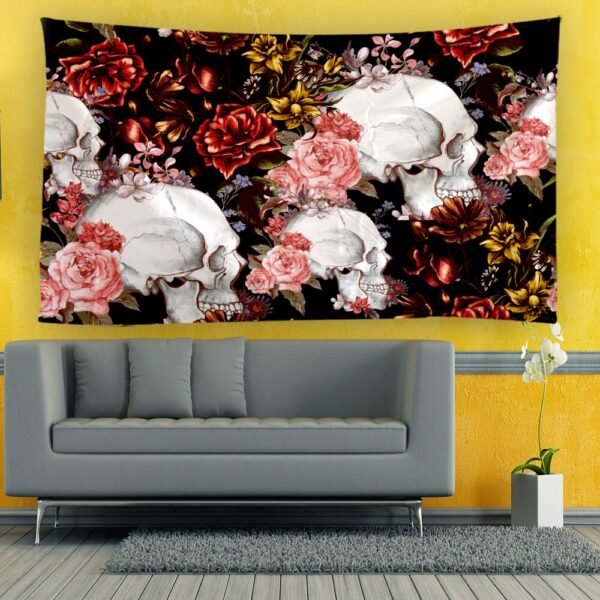 Face To Face Skull Tapestry Kawaii Room Decor Witchcraft Tapestry Wall Hanging Boho Decor Tapestry  Wall Decor