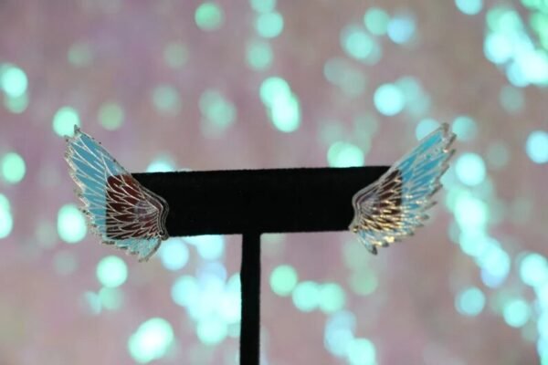 Fairy Wing Earrings,Cottagecore, Fairycore Angel Wings Iridescent Mirror Acrylic Ear Studs