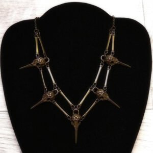 Fashion Witch Skull Raven Crow Bird Goth Pendant Choker Necklace Woodland Elven Gothic Wicca Nature Pagan Steampunk Witchy Thing - Necklace