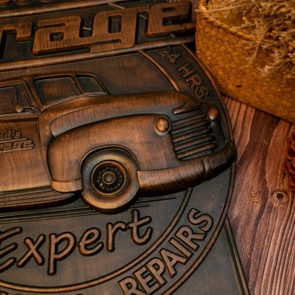 Father's Garage Logo Father's Day Wood Carving Gift Garage Icon Carving Ornament Wall Hanging Wooden Crafts