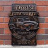 Father's Garage Logo Father's Day Wood Carving Gift Garage Icon Carving Ornament Wall Hanging Wooden Crafts