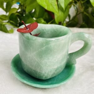 Fine Art Hot Sale Carving Crafts Natural Green Aventurine Rose Quartz Heart Shaped Cups