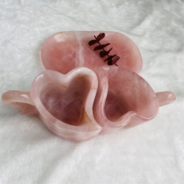 Fine Art Hot Sale Carving Crafts Natural Green Aventurine Rose Quartz Heart Shaped Cups
