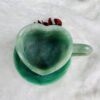Fine Art Hot Sale Carving Crafts Natural Green Aventurine Rose Quartz Heart Shaped Cups