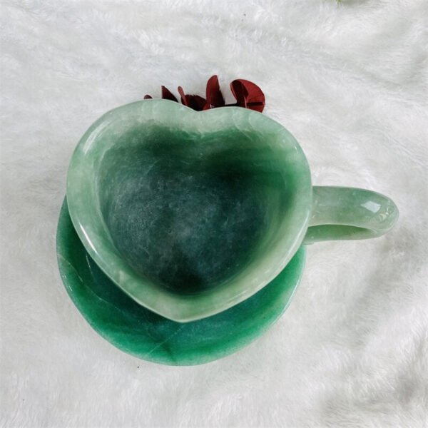 Fine Art Hot Sale Carving Crafts Natural Green Aventurine Rose Quartz Heart Shaped Cups