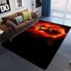 Flame Skull Gothic Large Size Floor Mat Waterproof Carpet For Living Room Bedroom Soft Sofa Rug