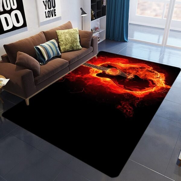 Flame Skull Gothic Large Size Floor Mat Waterproof Carpet For Living Room Bedroom Soft Sofa Rug