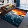 Flame Skull Gothic Large Size Floor Mat Waterproof Carpet For Living Room Bedroom Soft Sofa Rug