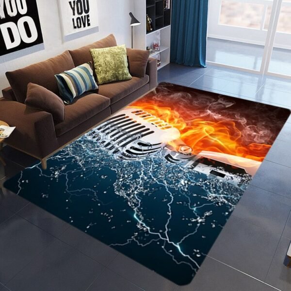 Flame Skull Gothic Large Size Floor Mat Waterproof Carpet For Living Room Bedroom Soft Sofa Rug