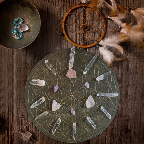Flower Of Life Crystal Energy Disk Altar Astrolabe Dowsing Pendulum Divination Props Mysterious Decoration