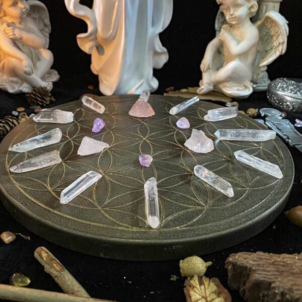 Flower Of Life Crystal Energy Disk Altar Astrolabe Dowsing Pendulum Divination Props Mysterious Decoration
