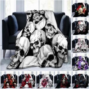 Flower Skull 3D Print  Blanket Sofa  Blankets for Beds Super Soft Warm Blanket Cover Flannel Throw Blanket Fleece Blanket