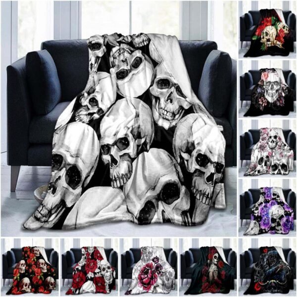 Flower Skull 3D Print  Blanket Sofa  Blankets for Beds Super Soft Warm Blanket Cover Flannel Throw Blanket Fleece Blanket