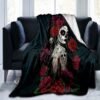 Flower Skull 3D Print  Blanket Sofa  Blankets for Beds Super Soft Warm Blanket Cover Flannel Throw Blanket Fleece Blanket